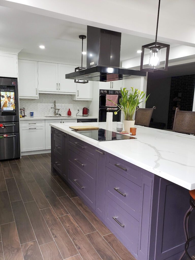 A photo showing a Great Spaces kitchen renovation, with an island as the focus.